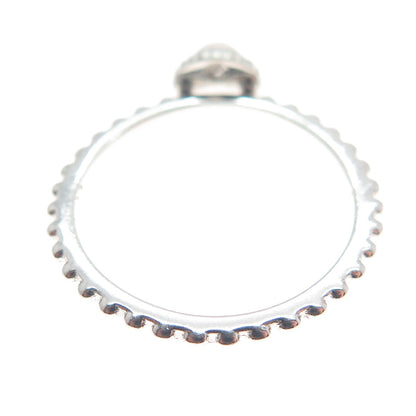 925 Sterling Silver Real Rose Quartz Beaded Ring Size 7.25