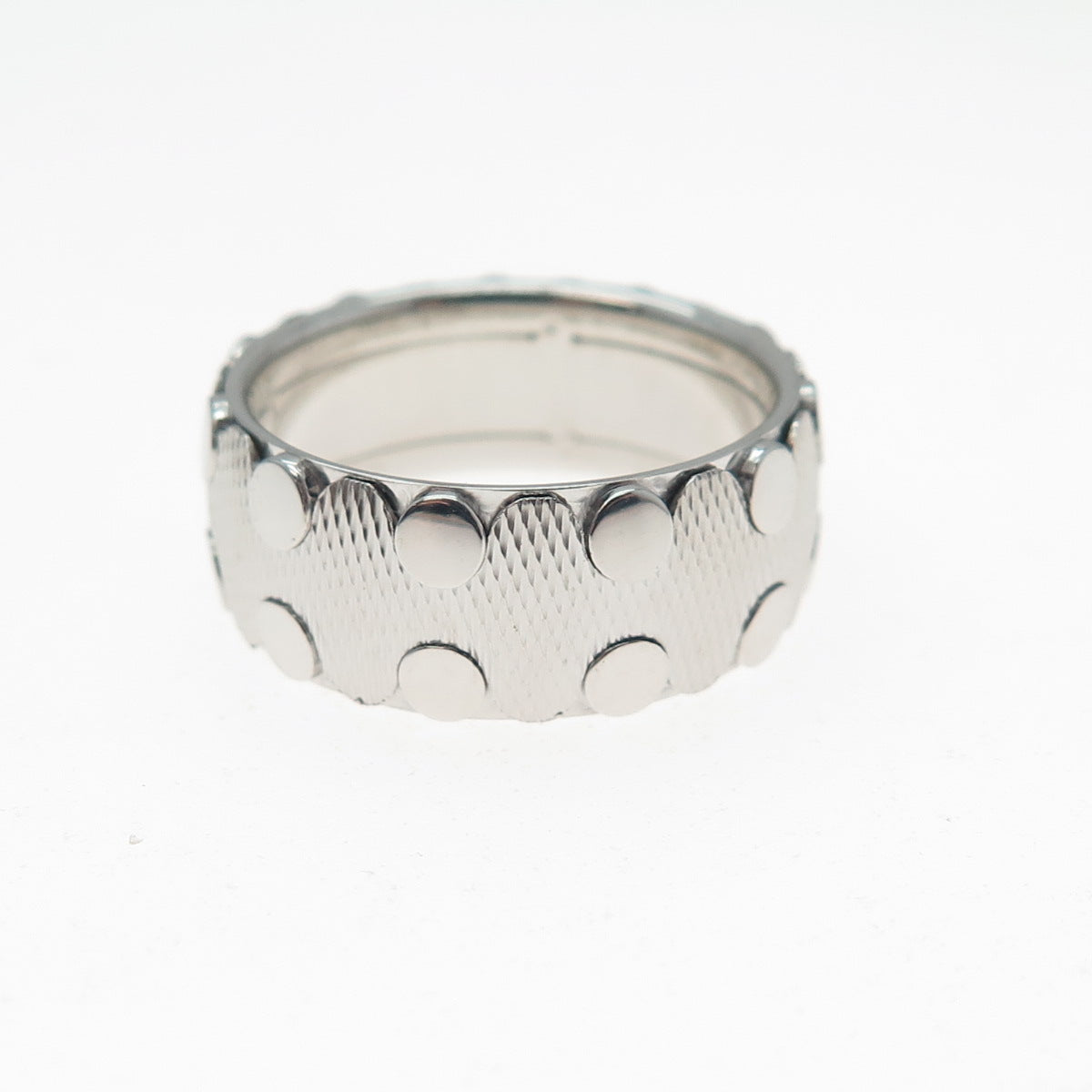 NEOS 925 Sterling Silver Textured Dotted Band Ring Size 7.75