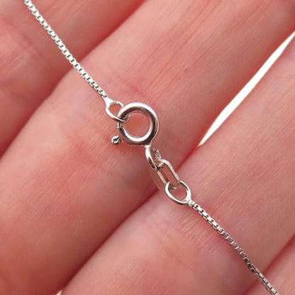 925 Sterling Silver Real Diamond & Mystic Red Crystal Box Chain Necklace 18"
