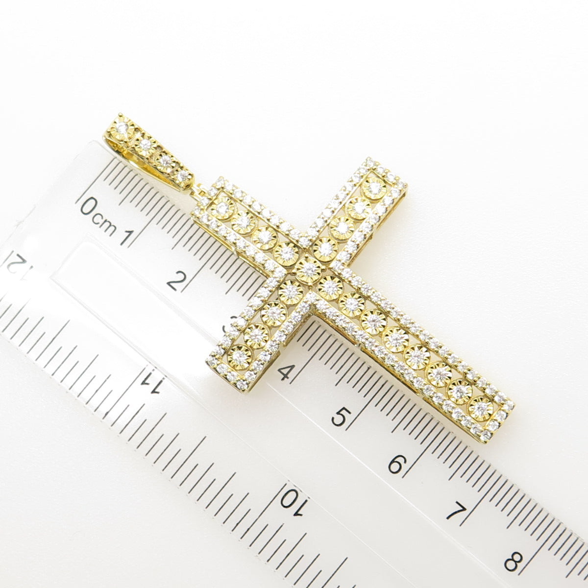 925 Sterling Silver Gold Plated Pave C Z Cross Pendant