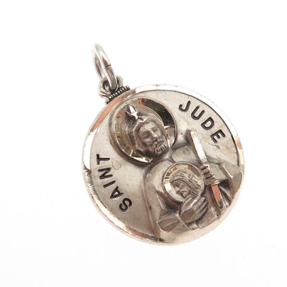 Creed 925 Sterling Silver Vintage St. Jude Religious Charm Pendant