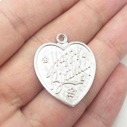 925 Sterling Silver Vintage Lamode "Happy Birthday" Heart Pendant