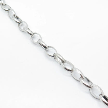 925 Sterling Silver Vintage Toggle Clasp Oval Link Bracelet 6.75"