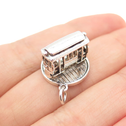 925 Sterling Silver Vintage San Francisco Cable Car Mini 3D Charm Pendant