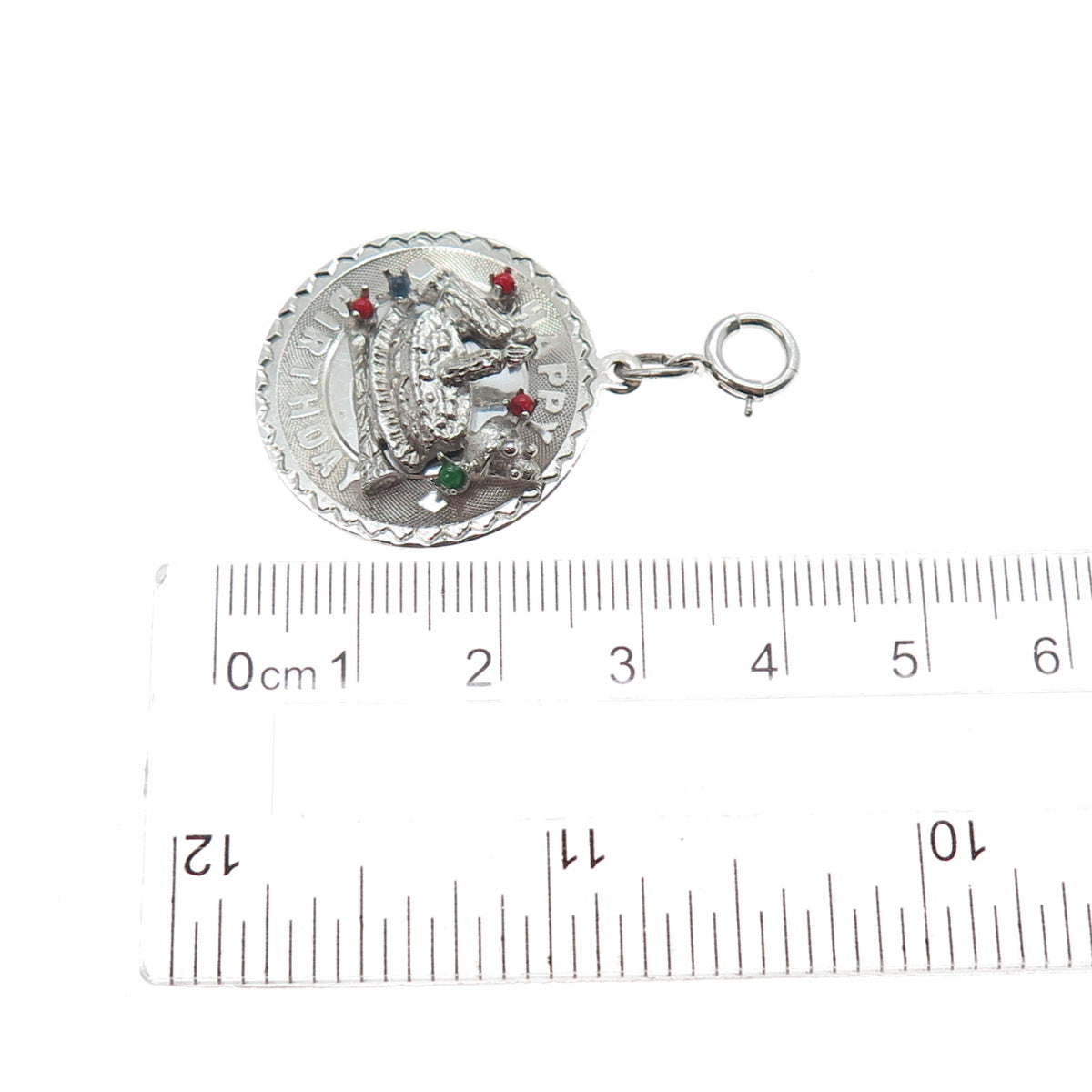 ELCO Sterling Silver Vintage Rhinestone Happy Birthday Cake Spring Ring Pendant