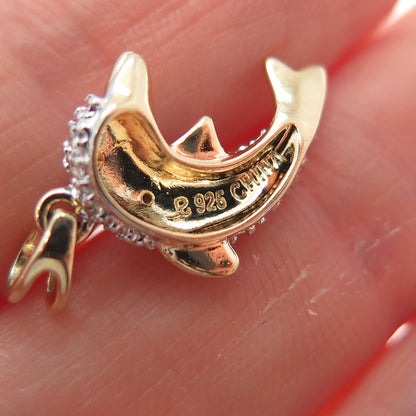 ROSS SIMONS 925 Sterling Gold Plated Diamond Accent Spinel Dolphin Mini Pendant