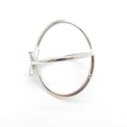 925 Sterling Silver Round-Cut C Z Crisscross Ring Size 7.25