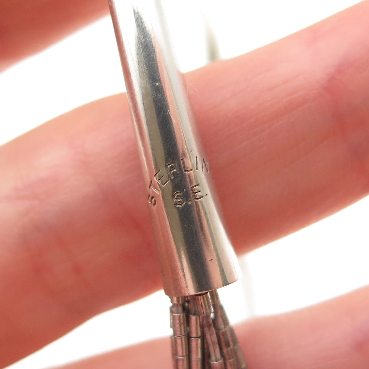 Sensa Eustace Zuni Old Pawn 925 Sterling Black Onyx Liquid Chain Necklace 10"