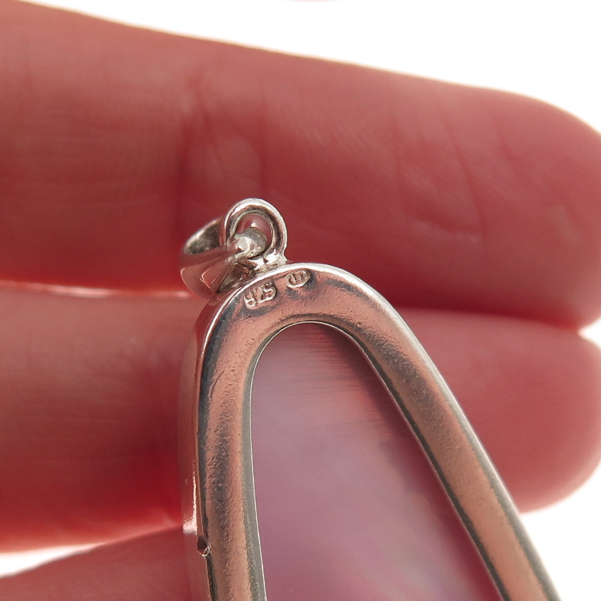 Boma 925 Sterling Silver Vintage Real Pink MOP Modernist Pendant