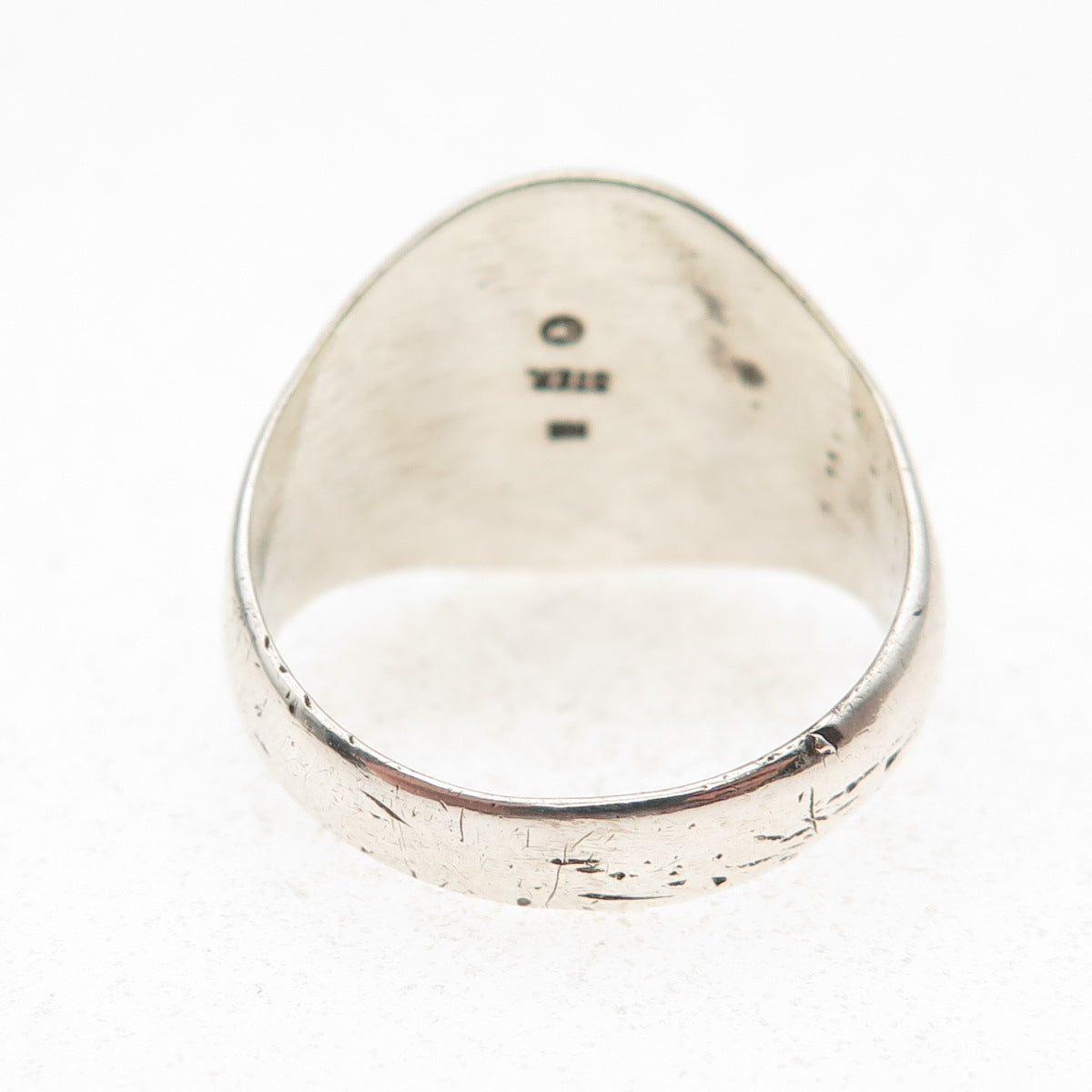 Wheeler Mfg Old Pawn Sterling Silver Vintage Hematite Arrow Tribal Ring Size 9.5