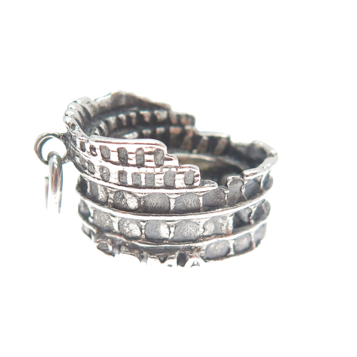 800 Silver Vintage Colosseum Oxidized Minimalist 3D Charm Pendant
