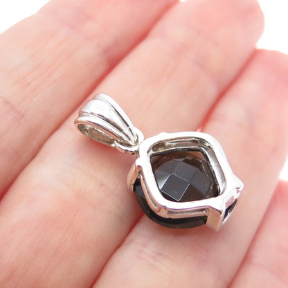 925 Sterling Silver Smoky Green C Z Minimalist Charm Pendant