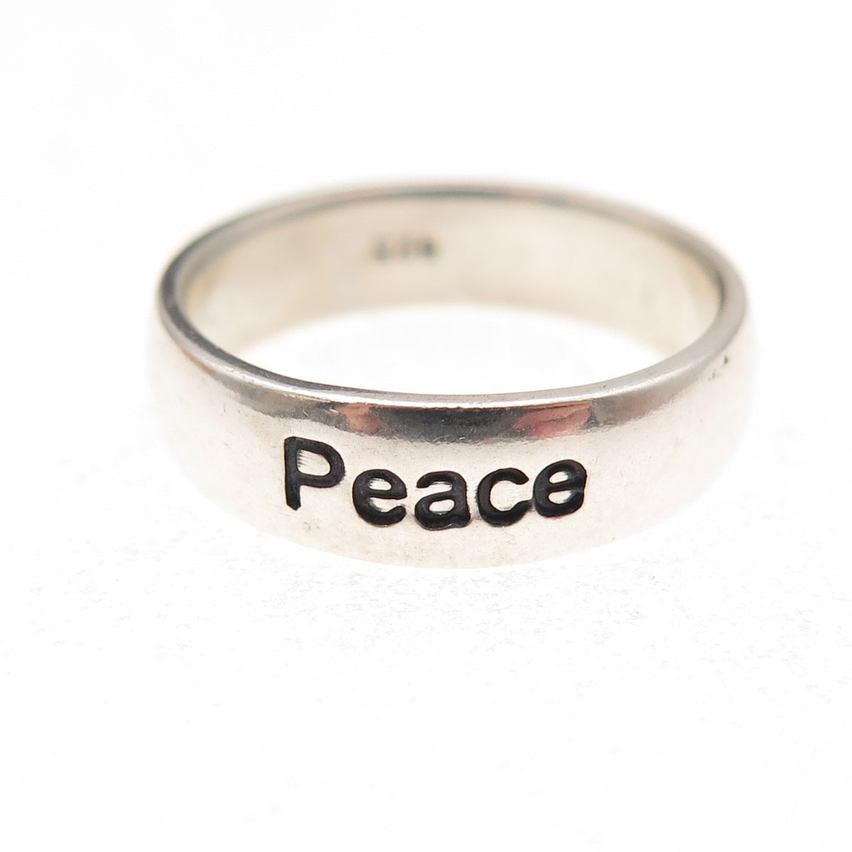 925 Sterling Silver Vintage Peace Oxidized Band Ring Size 6