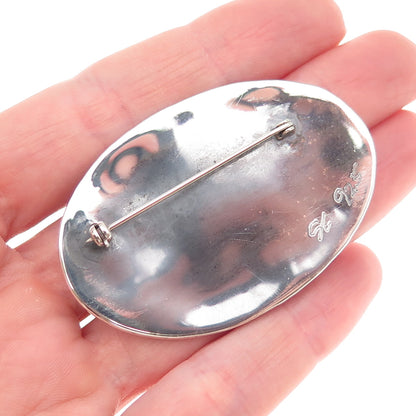 Sergio Bustamante 925 Sterling Silver Vintage Modernist Faces Pin Brooch