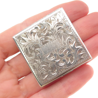 950 Silver Antique Art Deco Engraved Floral Stamp Box
