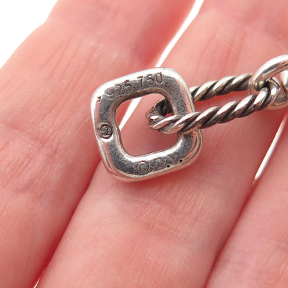 David Yurman 925 Sterling Silver 18K Gold Vintage Bow Charm Bracelet 6.75"