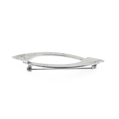925 Sterling Silver Vintage Mexico Modernist Oxidized Pin Brooch