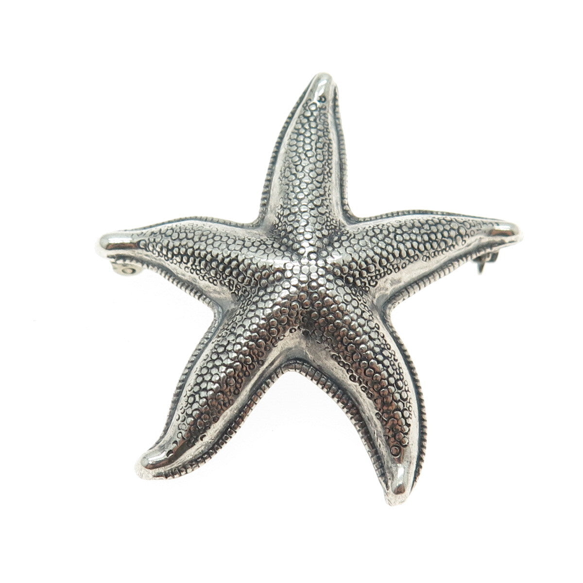 BEAU 925 Sterling Silver Antique Art Deco Starfish Oxidized Pin Brooch