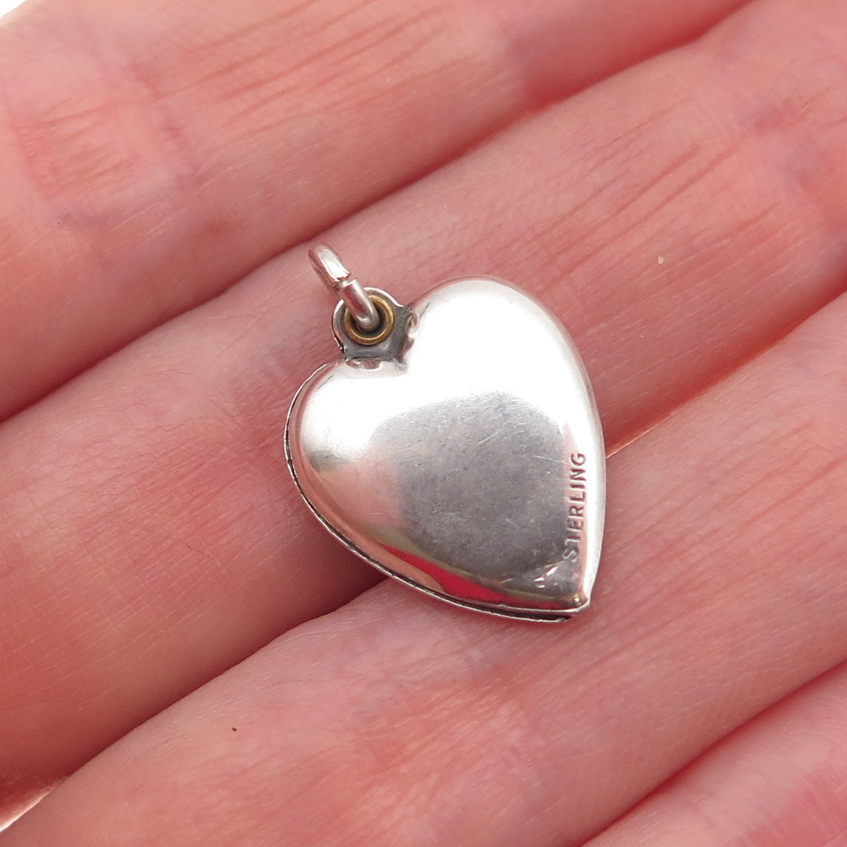 925 Sterling Antique Enamel Clover Horseshoe Chatelaine Heart Mini Slide Pendant