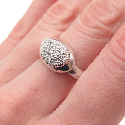 925 Sterling Silver Round-Cut C Z Teardrop Ring Size 8
