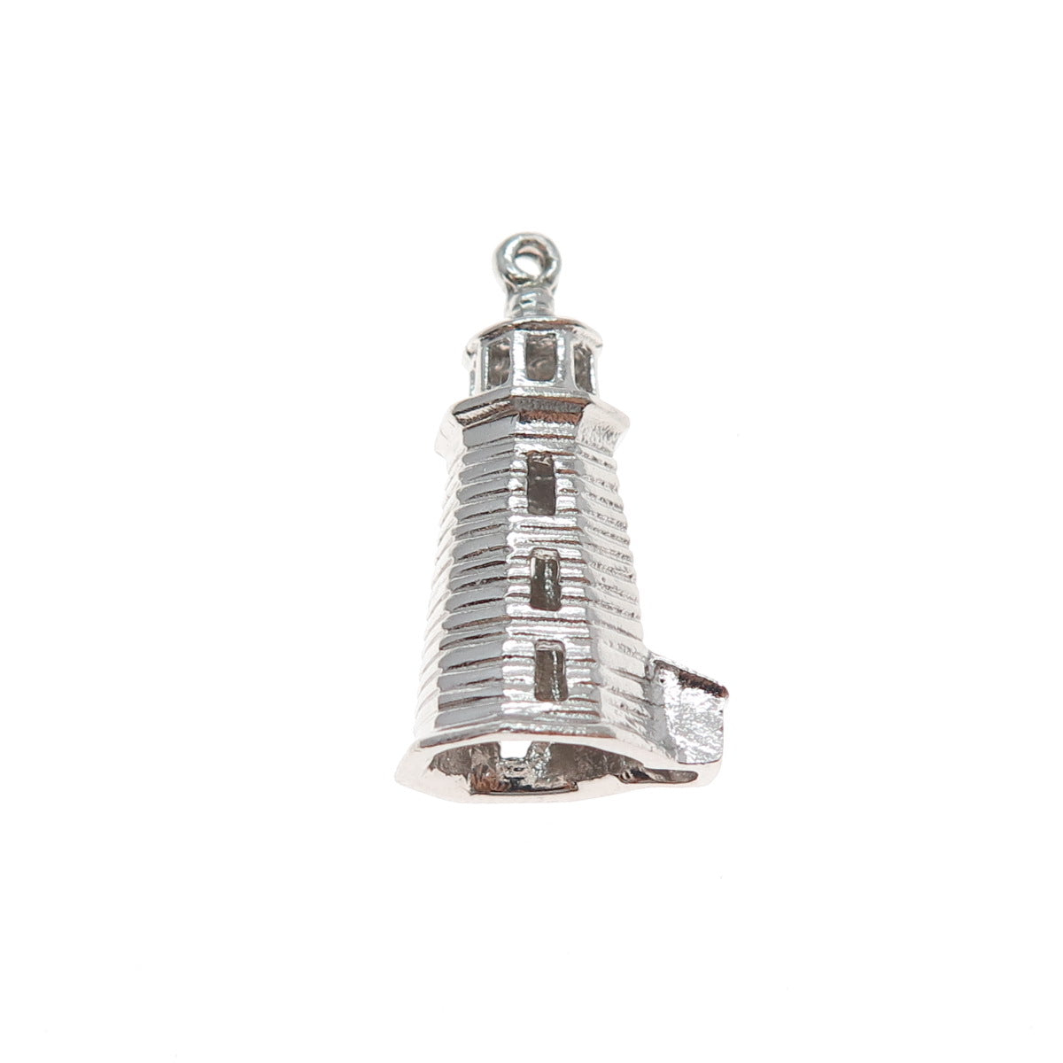 925 Sterling Silver Vintage Lighthouse 3D Charm Pendant
