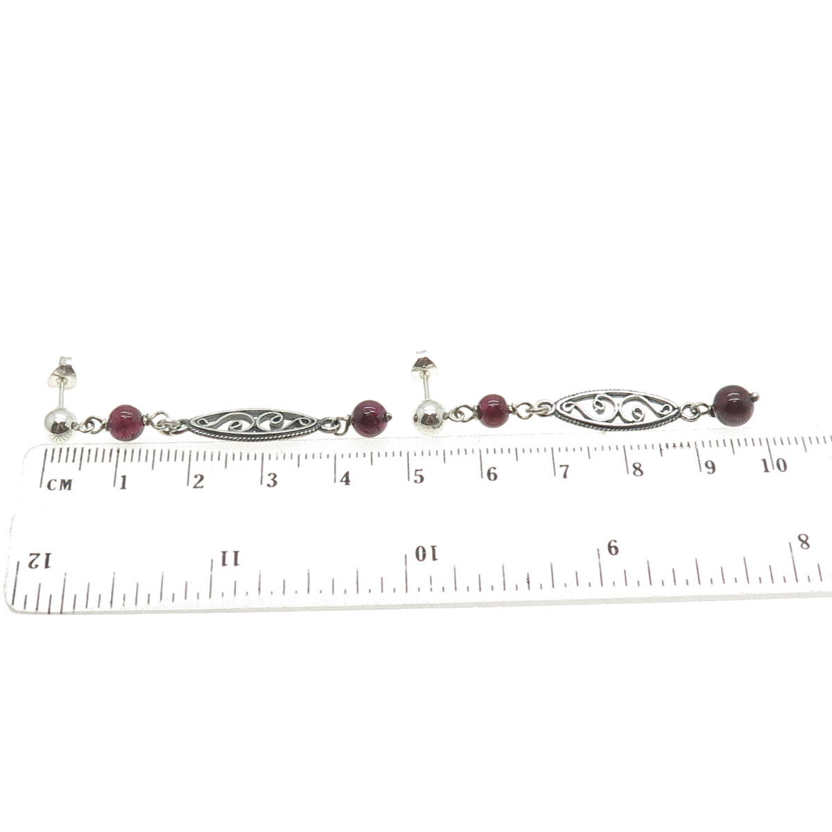 925 Sterling Silver Vintage Real Tourmaline Swirl Dangle Earrings