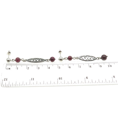 925 Sterling Silver Vintage Real Tourmaline Swirl Dangle Earrings
