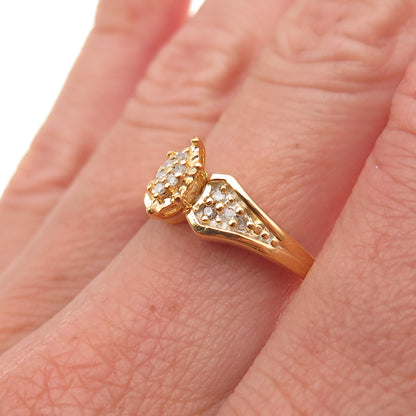 925 Sterling Silver Gold Plated Real Round-Cut Diamond Ring Size 6.75