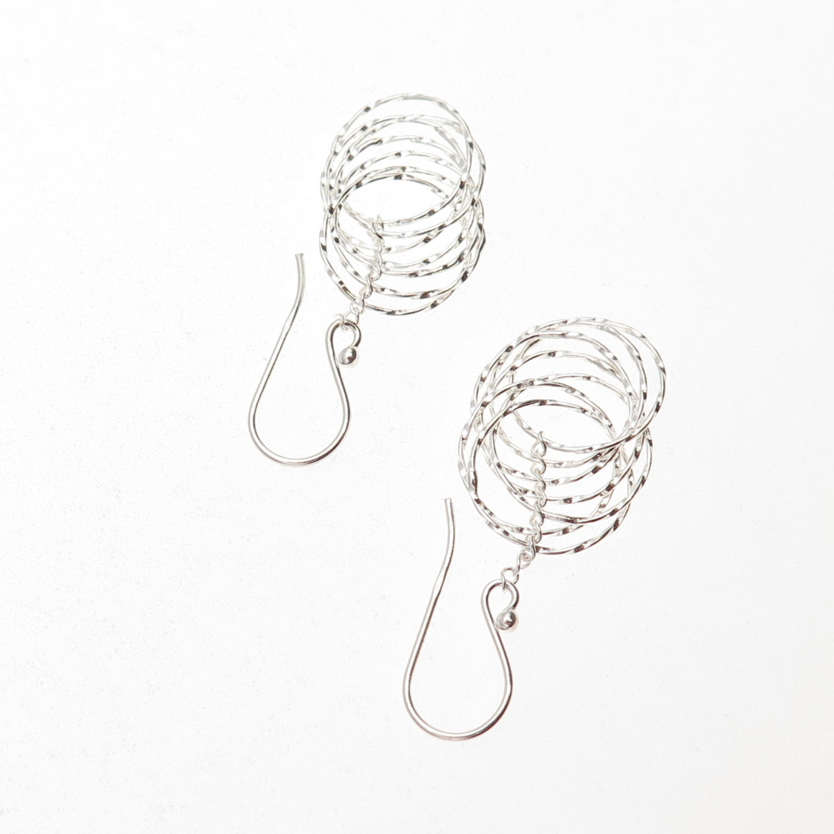 925 Sterling Silver Interlocked Circle Dangle Earrings