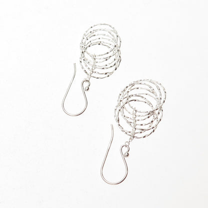 925 Sterling Silver Interlocked Circle Dangle Earrings