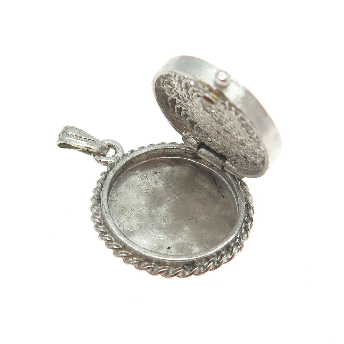 925 Sterling Silver Vintage Filigree Round Locket Pendant