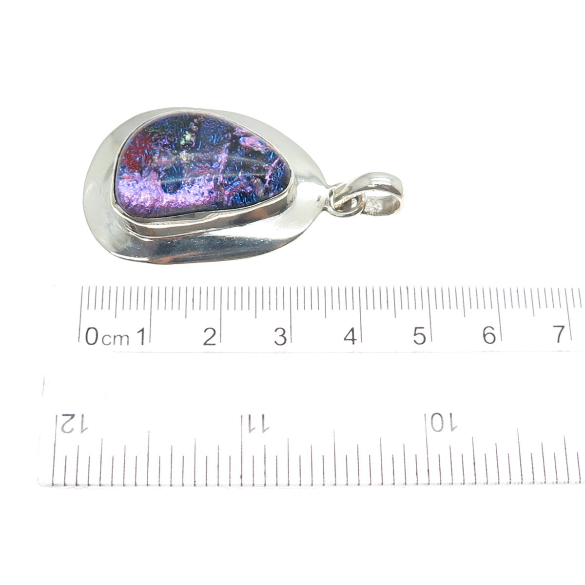 925 Sterling Silver Vintage Dichroic Glass Modernist Charm Pendant