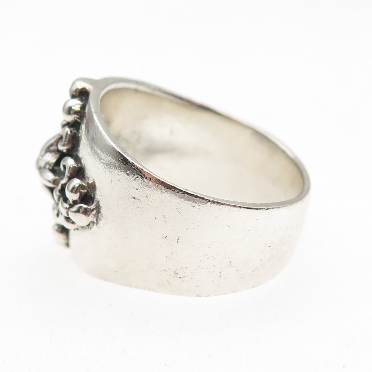 925 Sterling Silver Vintage Fleur de Lis Cross Oxidized Ring Size 11.5