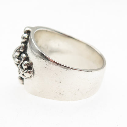 925 Sterling Silver Vintage Fleur de Lis Cross Oxidized Ring Size 11.5