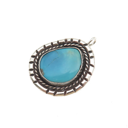 Old Pawn 925 Sterling Silver Vintage Southwestern Turquoise Tribal Charm Pendant