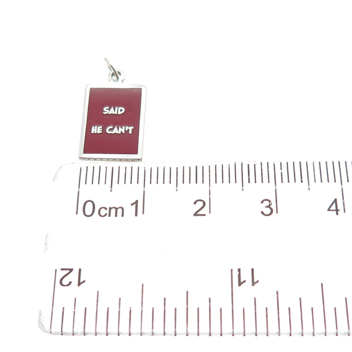 925 Sterling Silver Red Enamel Said He Can't Minimalist Charm Pendant