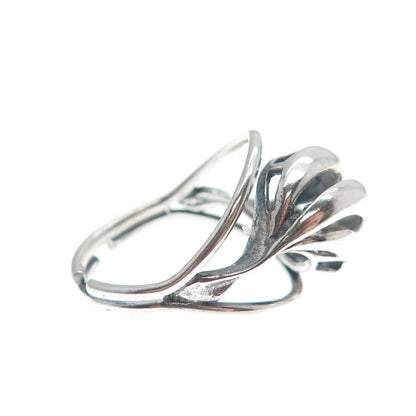 BEAU Sterling Silver Antique Art Deco Wavy Oxidized Adjustable Ring Size 5.25
