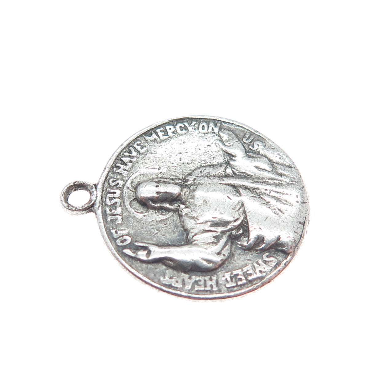 Sterling Silver Antique Jesus & St. Mary Religious Reversible Oxidized Pendant