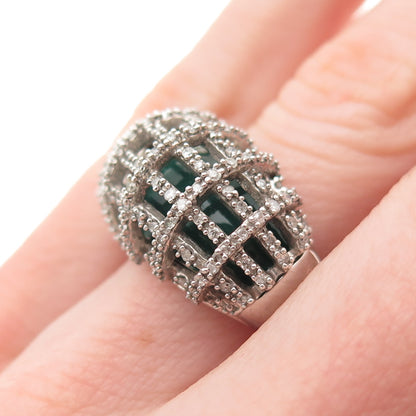 Jane Seymour 925 Sterling Silver Enamel Real Diamond Dome Ring Size 6.25