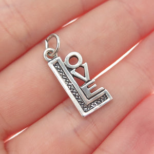 925 Sterling Silver Vintage Love Oxidized Minimalist Charm Pendant