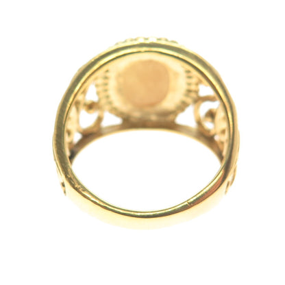 RJ GRAZIANO 925 Sterling Silver Gold Plated Real MOP Ornate Ring Size 7