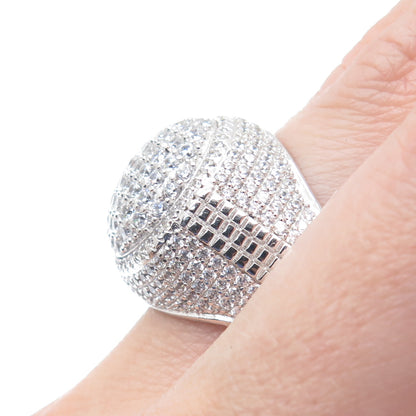 925 Sterling Silver Round-Cut Shaped C Z Sparkle Domed Ring Size 12.5