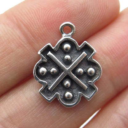 925 Sterling Silver Vintage "X" Modernist Oxidized Pendant