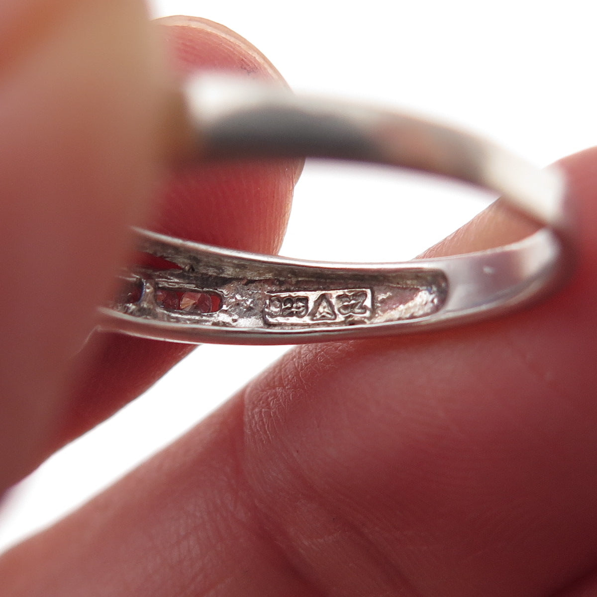 925 Sterling Silver Lab-Created Sapphire & C Z Ring Size 6.75