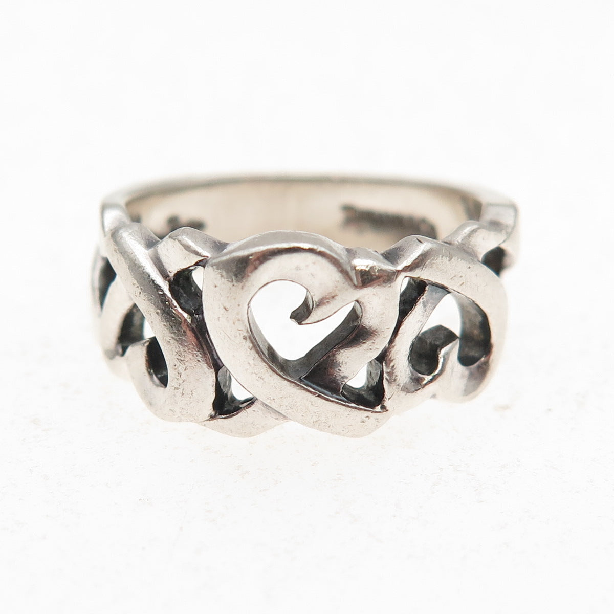 Tiffany & Co. Paloma Picasso Sterling Silver Vintage Loving Heart Ring Size 5.75