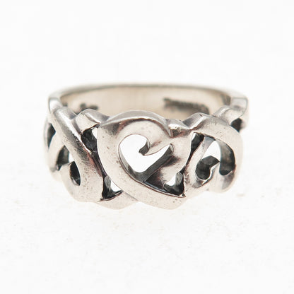 Tiffany & Co. Paloma Picasso Sterling Silver Vintage Loving Heart Ring Size 5.75