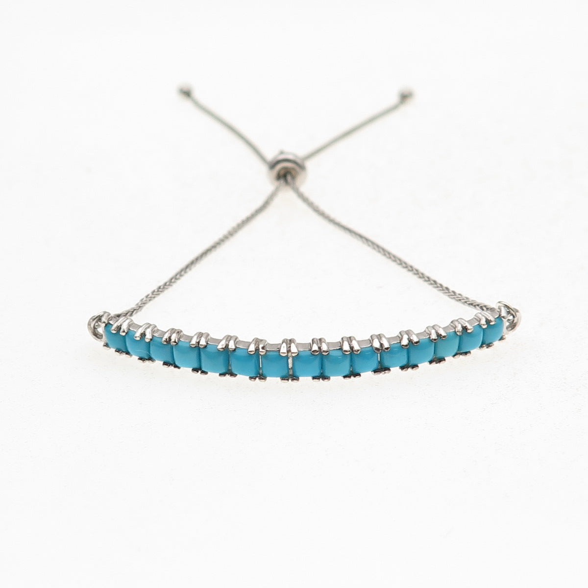 Chuck Clemency 925 Sterling Silver Real Turquoise Adjustable Bracelet 6-9.75"