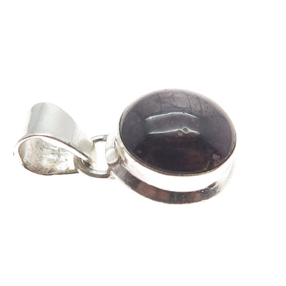 925 Sterling Silver Vintage Real Star Ruby Gemstone Minimalist Pendant