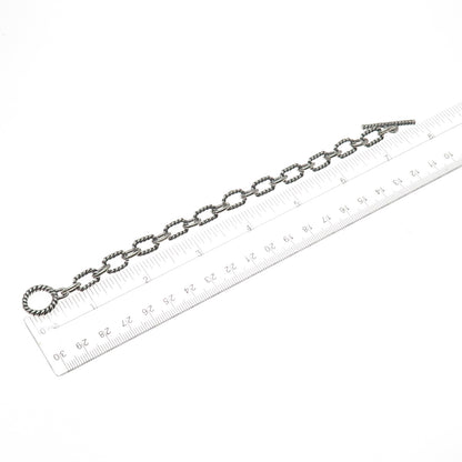 925 Sterling Silver Vintage Cable Link Oxidized Bracelet 6.75"