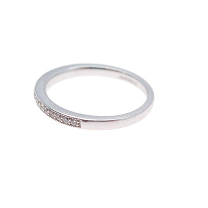 SAI Sterling Silver Round-Cut C Z Half Eternity Stackable Band Ring Size 6.75